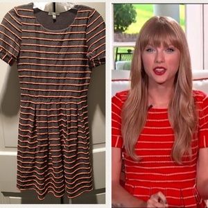 Anthropologie Striped Scallops Dress in Grey